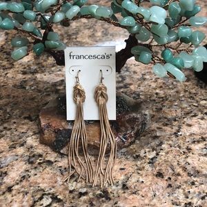 Dangling gold earrings